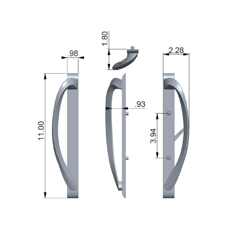G.A.S. Hardware Contemporary Sliding Glass Door Amesbury Truth Handle Replacement Patio Glass
